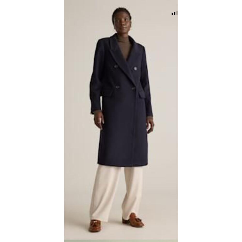 New! Quince Wm's Sx S Black Italian Wool Classic Double-Breasted Slouch Coat
